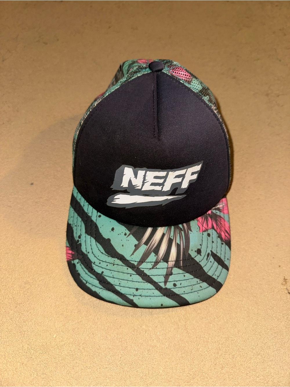 Neff Kids Floral-Print Trucker Hat - Black & Teal